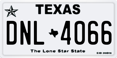 TX license plate DNL4066