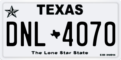 TX license plate DNL4070