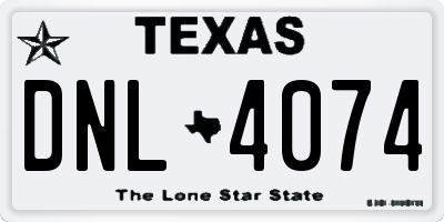TX license plate DNL4074