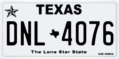 TX license plate DNL4076