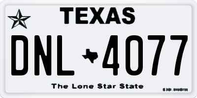 TX license plate DNL4077