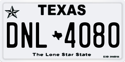 TX license plate DNL4080