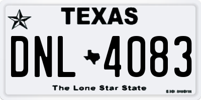 TX license plate DNL4083