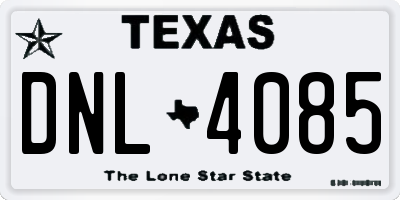 TX license plate DNL4085