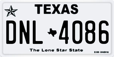 TX license plate DNL4086