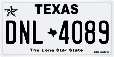 TX license plate DNL4089
