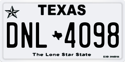 TX license plate DNL4098