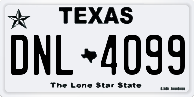 TX license plate DNL4099