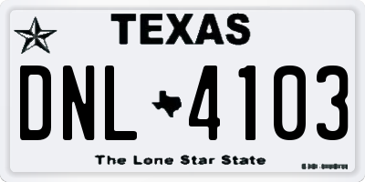 TX license plate DNL4103