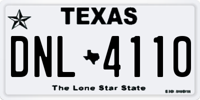 TX license plate DNL4110