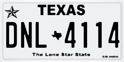 TX license plate DNL4114