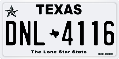TX license plate DNL4116