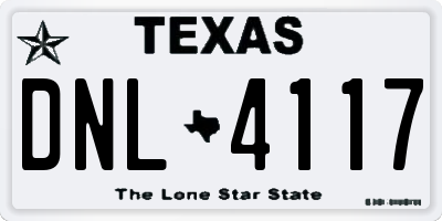 TX license plate DNL4117