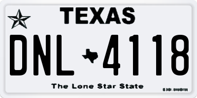 TX license plate DNL4118