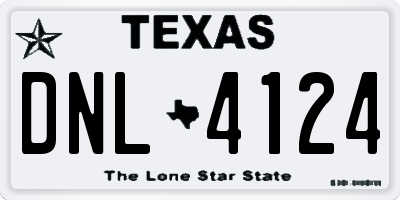 TX license plate DNL4124