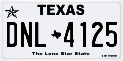 TX license plate DNL4125
