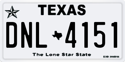 TX license plate DNL4151