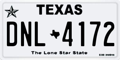 TX license plate DNL4172