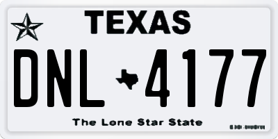 TX license plate DNL4177