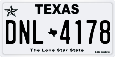 TX license plate DNL4178