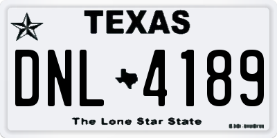 TX license plate DNL4189