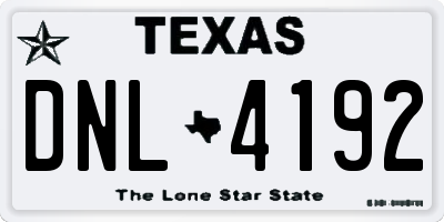 TX license plate DNL4192