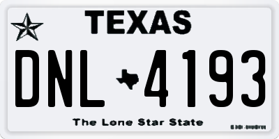 TX license plate DNL4193