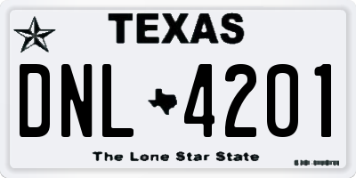 TX license plate DNL4201