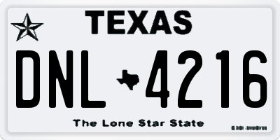 TX license plate DNL4216