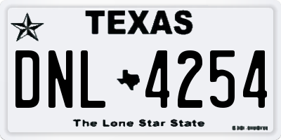 TX license plate DNL4254