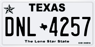 TX license plate DNL4257