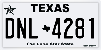 TX license plate DNL4281