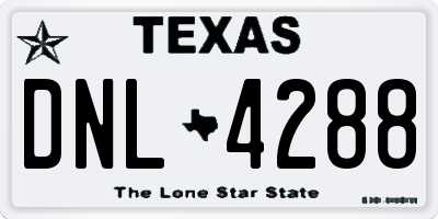 TX license plate DNL4288