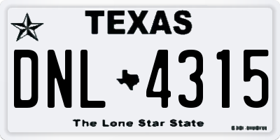 TX license plate DNL4315