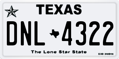 TX license plate DNL4322