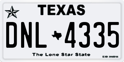 TX license plate DNL4335