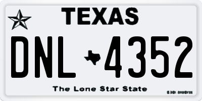 TX license plate DNL4352