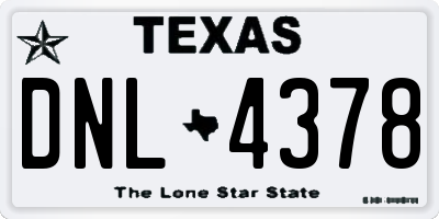 TX license plate DNL4378