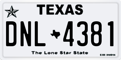 TX license plate DNL4381