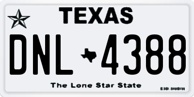 TX license plate DNL4388
