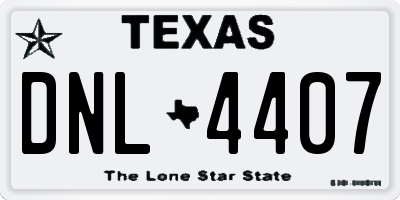 TX license plate DNL4407