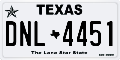 TX license plate DNL4451