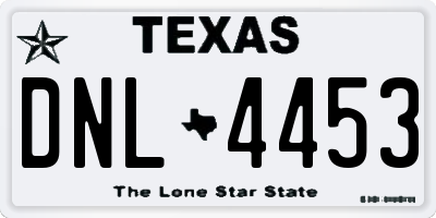 TX license plate DNL4453