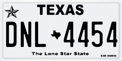TX license plate DNL4454