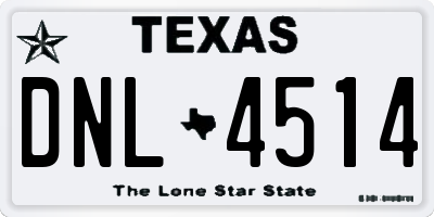 TX license plate DNL4514