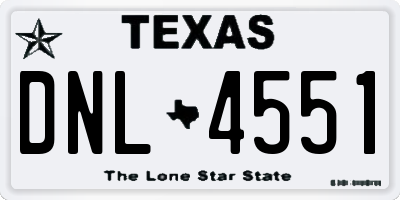 TX license plate DNL4551