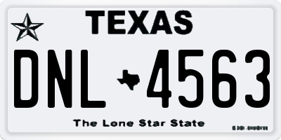 TX license plate DNL4563