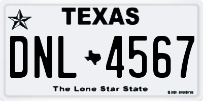 TX license plate DNL4567