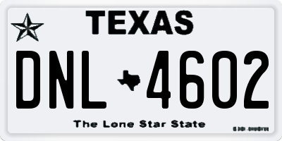 TX license plate DNL4602