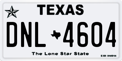 TX license plate DNL4604